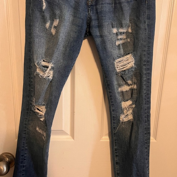 h&m &denim light wash skinny distressed button fly jeans womens 30 - Picture 3 of 6